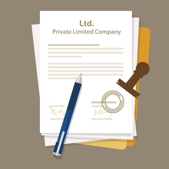 Private limited company graphic on paper